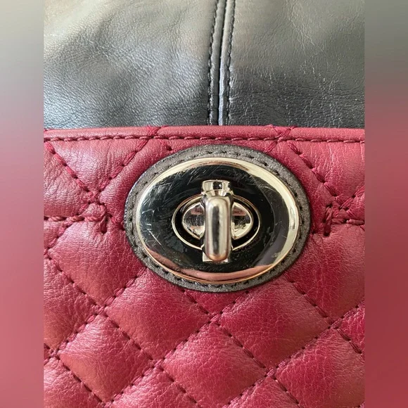 Coach Black and Burgundy Quilted Shoulder Bag - Picture 5 of 10